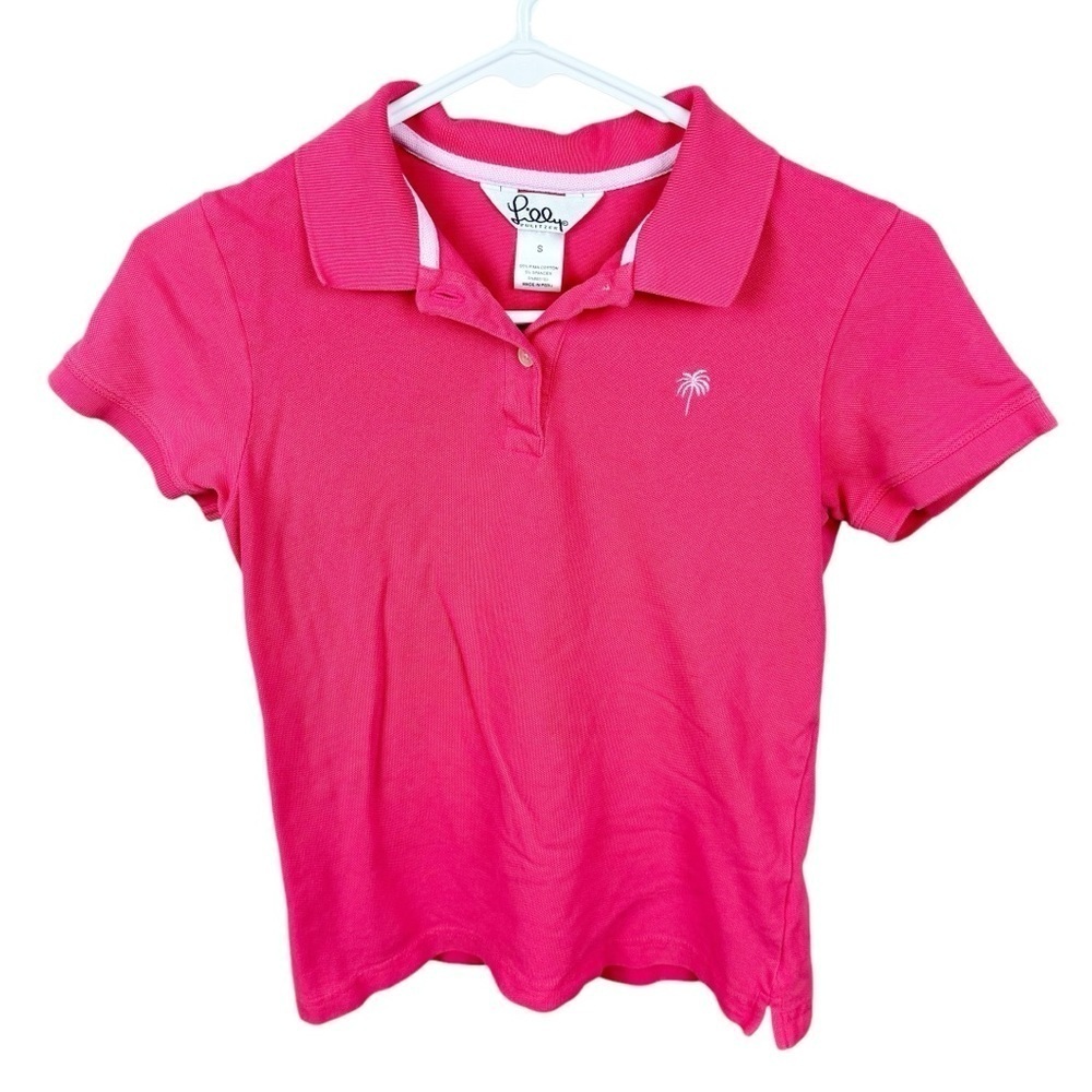 Vintage Lilly Pulitzer Pima CottonShort Sleeve Embroidered Short Sleeve Polo Top